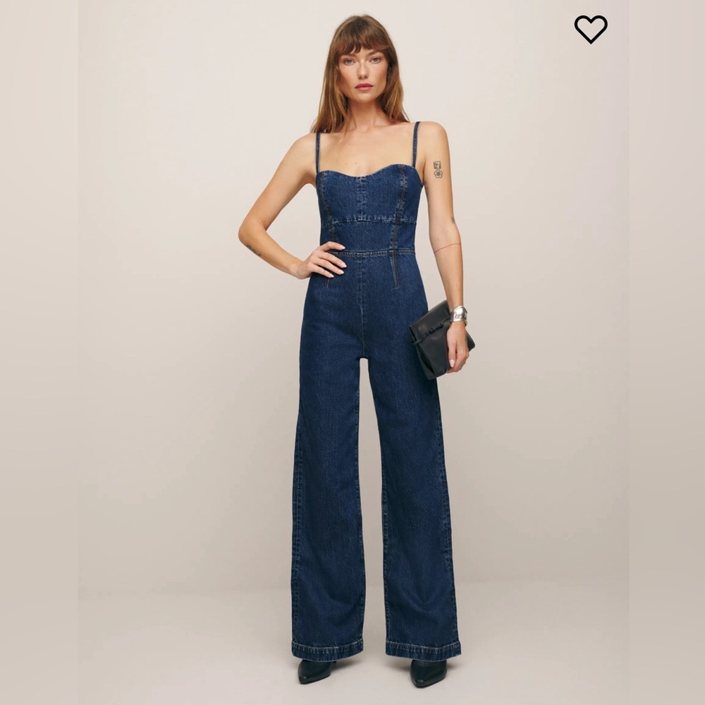 Reformation Daphne Wide Leg Denim Jumpsuit